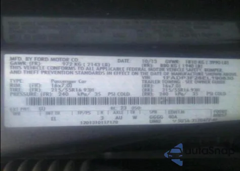 2014 Ford Focus Se z USA, uszkodzony, nr VIN 1FADP3F28EL190830